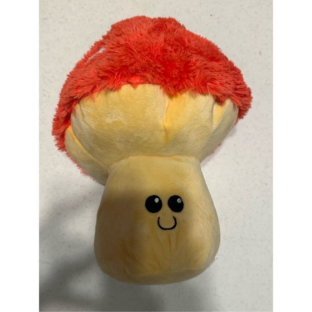 Goofa Yellow Red Smiling Spotted Cap Mushroom Plush Doll Stuffed Toy 12"